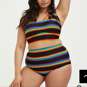 NWT Torrid Rainbow Stripe Bikini Bottoms 1X